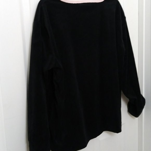 ED Love Comfortable Pink Heart Printed Velvet Black Pullover XL - Picture 3 of 14